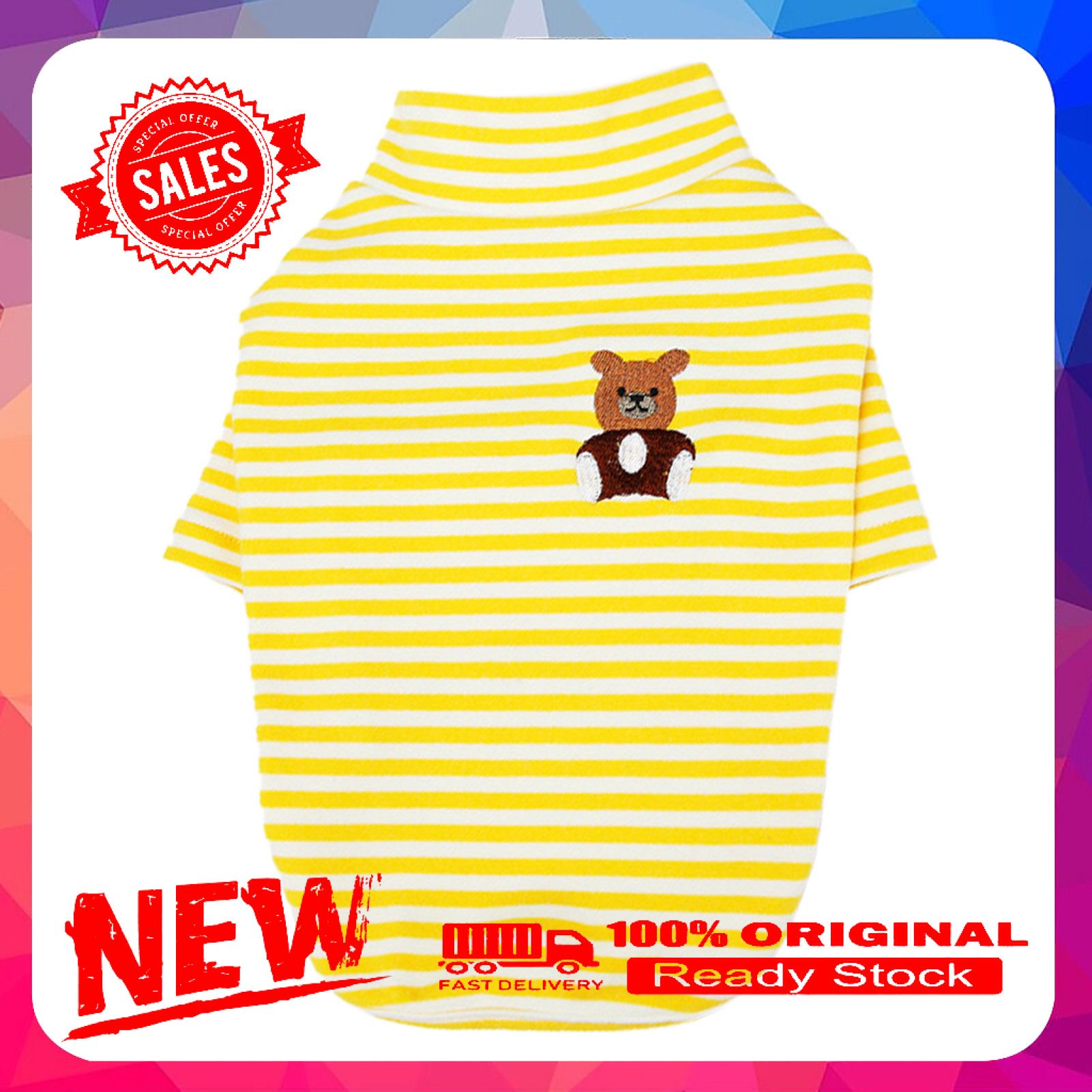 Pet Pullover Stripes Pattern Dress-up Skin-friendly Pet Dogs T-shirt Clothes for Autumn