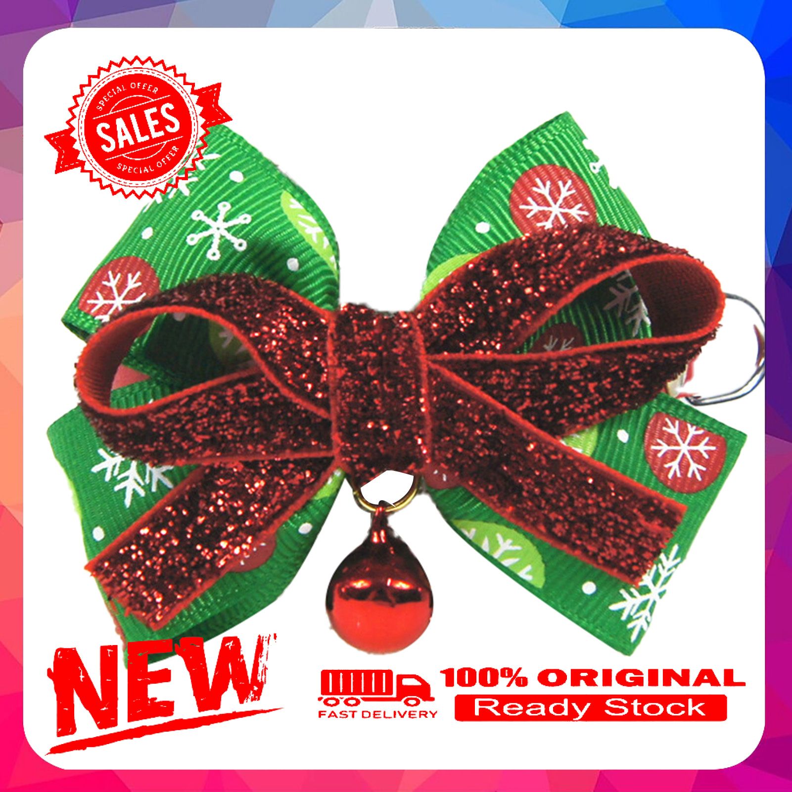 Miss cherry Pet Collar Christmas Series Pattern Dress-up Adjustable Pet Dogs Butterfly Ties Collar with Bell Pet Accessories