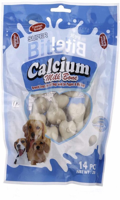PetZilla Super Bite Calcium Milk Bone - 14 Pieces Milk Dog Chew (280 g, Pack of 1) Milk 0.28 kg Dry New Born, Adult Dog Food
