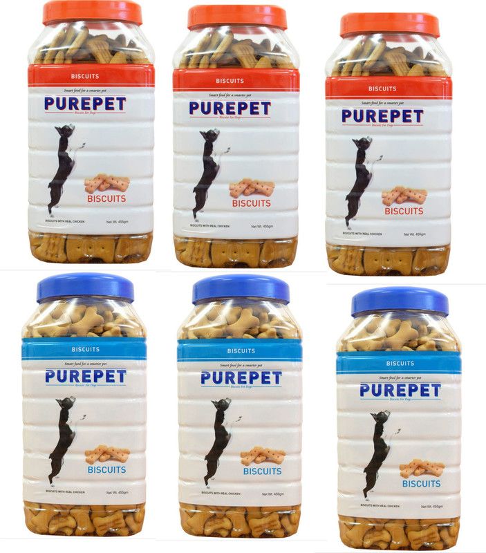 purepet Purepet Chicken Flavour, Real Chicken Biscuit,Dog Treats- Jar, 455g COMBO PACK OF 6 Chicken, Mutton 1 kg (6x0.17 kg) Dry Adult, New Born, Young Dog Food