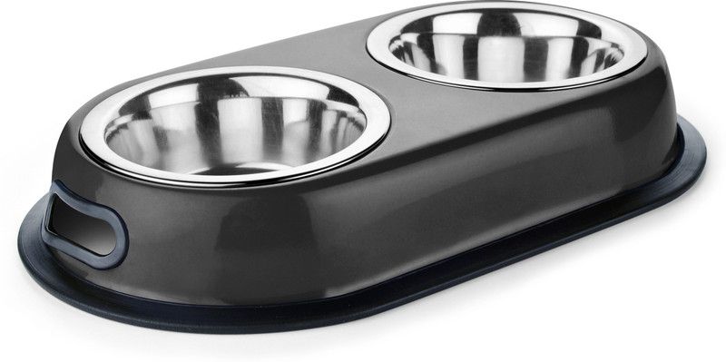 HM Steels HMSTEELS MS Box DD pet bowl Round Stainless Steel Pet Bowl  (400 ml Black)