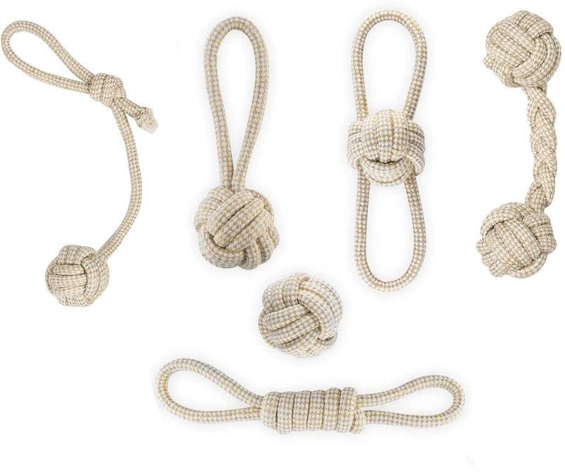 Emily Pets Natural Non-Toxic Rope Dog ,Play Fetch,Tug of War,Dog Teething,Puppy Chew,6 Pack Cotton Chew Toy For Dog & Cat