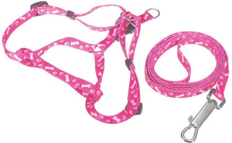 Nema Pet Traction Rope Nylon Leash Harness Chest Collar Drawing Neck Lead Strap - Pink Dog Collar & Leash  (Large, Pink)