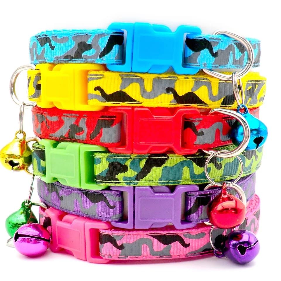 1pc Fashion Cute Pet Collar With Bell Adjustable Durable Cat Small Dog Cartoon Footprint Collars Cat Accessories Animal Goods