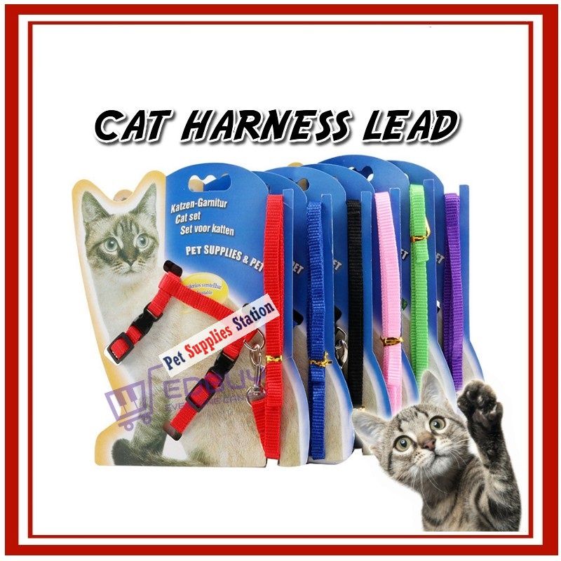 Nylon Pet Cat Kitten Adjustable Harness Lead Leash Collar Belt Safety Rope