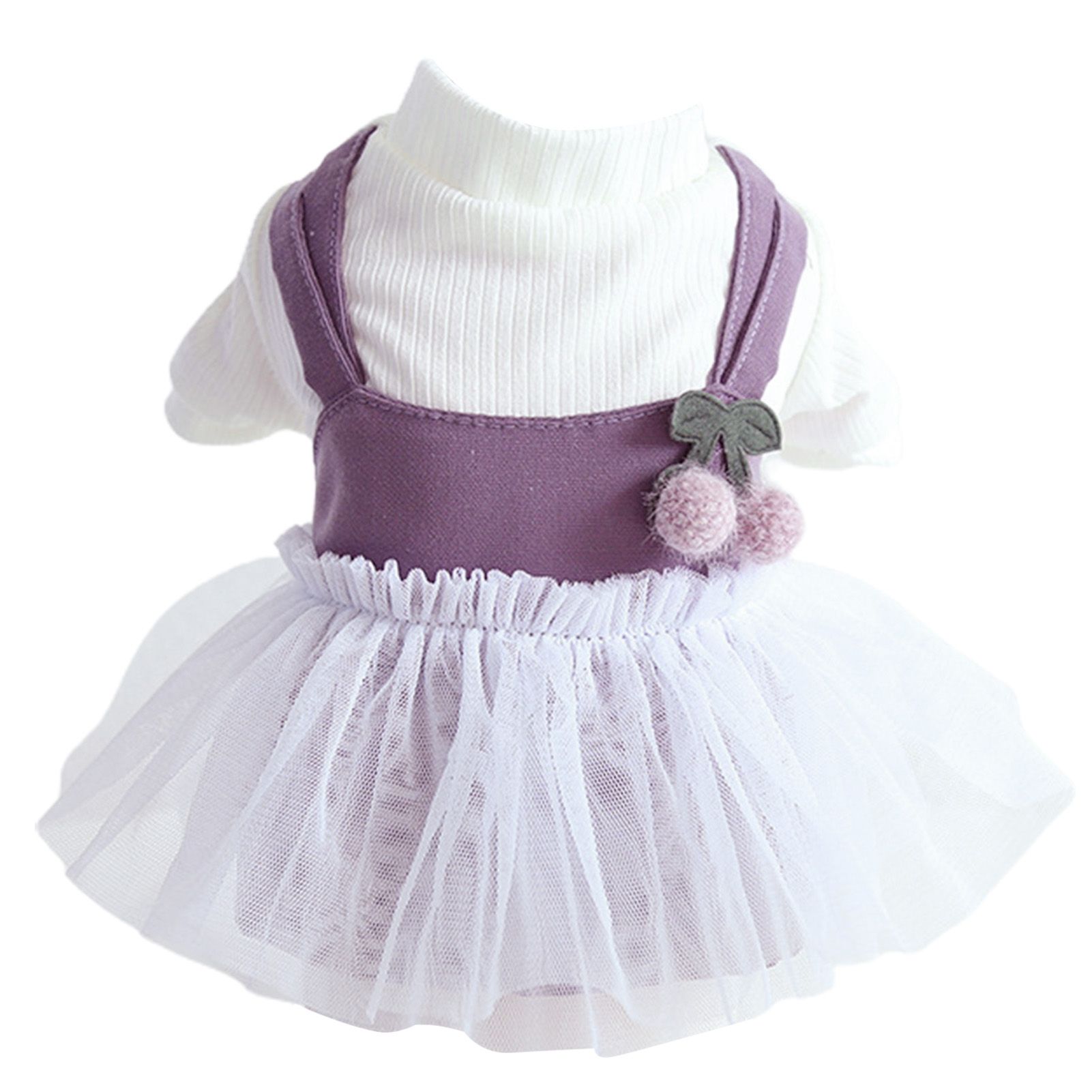 Pet Dress Plush Lining Lovely Cherry Dog Cat Dress