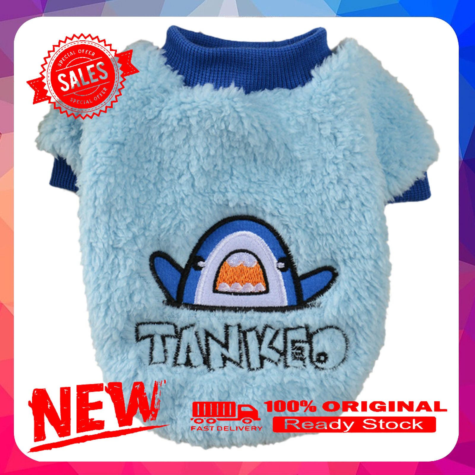 Vist Fox Pet Pullover Cartoon Embroidery Pattern Dress-up Soft Cute Pet Dogs Cats Lint Sweatshirt Costume Pet Supplies