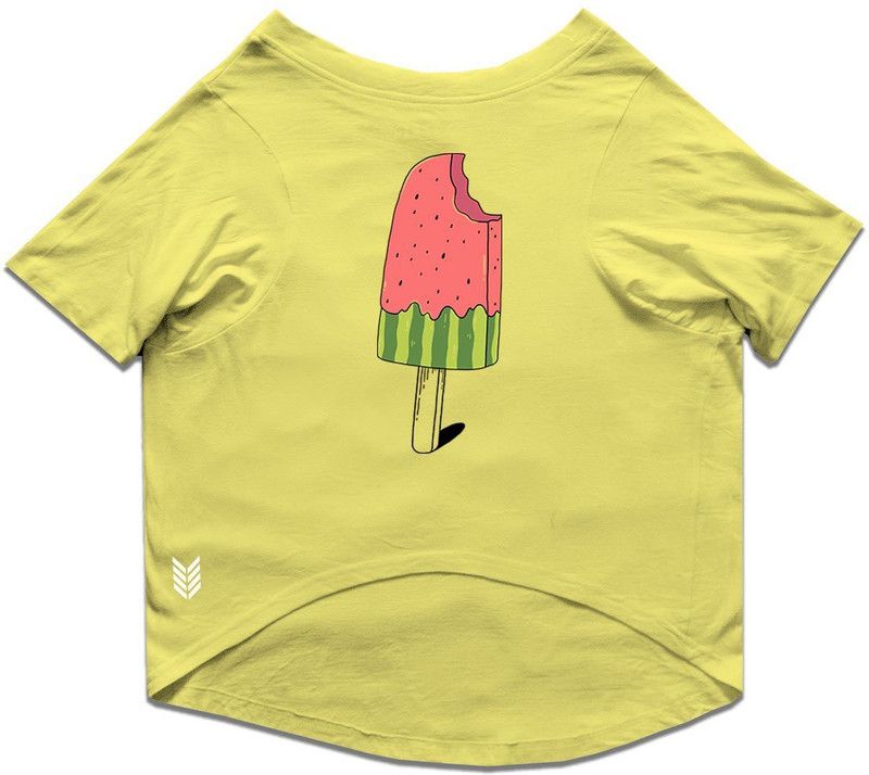RUSE T-shirt for Dog  (Basic Crew Neck "Icicle" Printed Half Sleeves /Apparel/Clothes/T-shirt Gift for Dogs.colour-Lemon Tonic/XX-Small (Chihuahuas, Papillons))