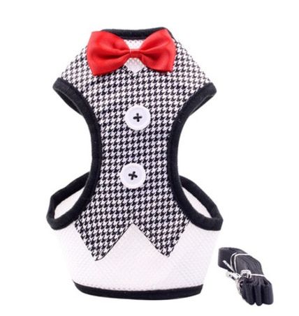 Adjustable   Harness Leash Necktie Soft Breathable Mesh Elegant Collar Traction Rope For Kitten Puppy Pet Accessories