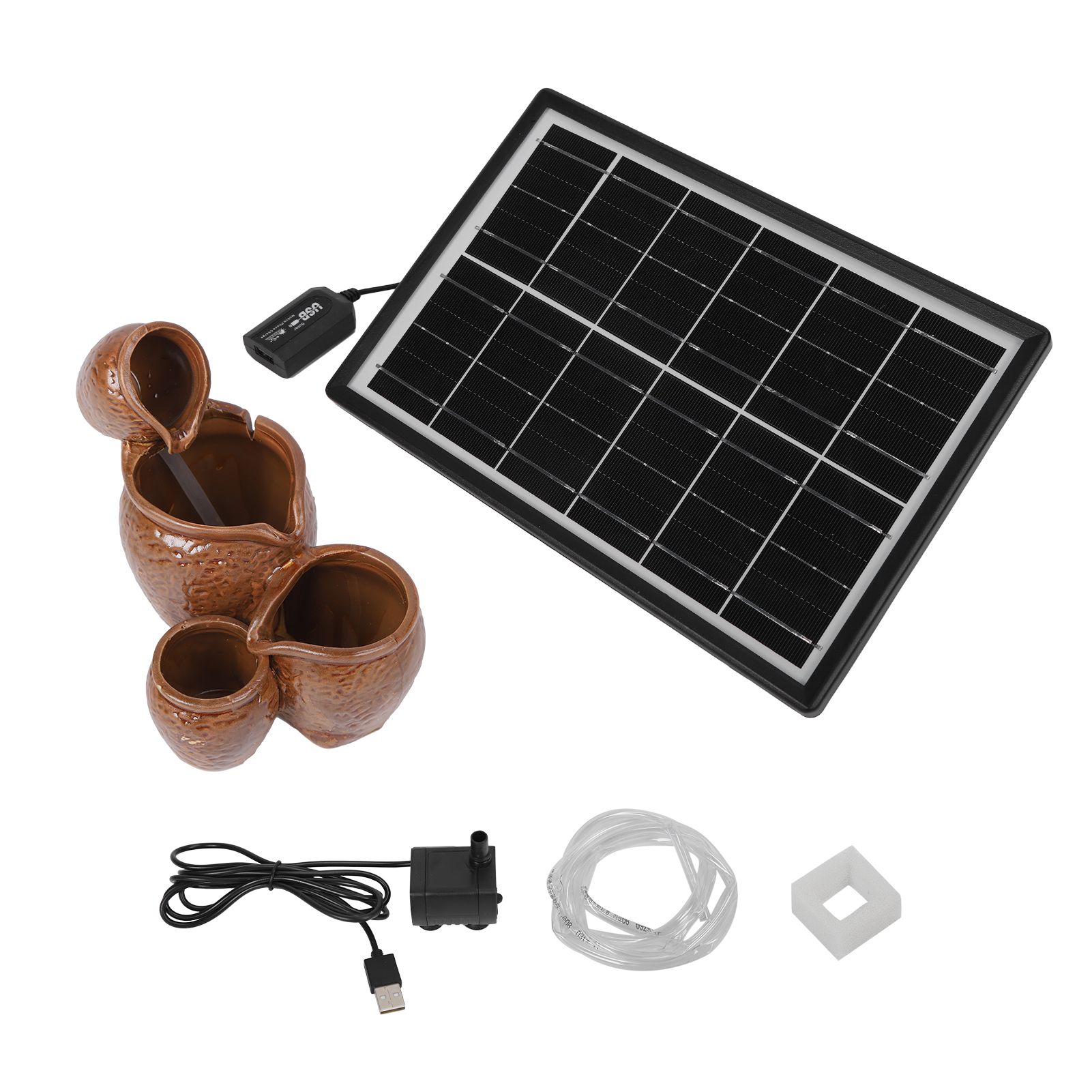 3W Solar Power Kit Water With Decor Ceramic Tank For Fish Gs