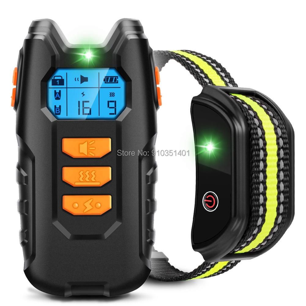 reat Electric  Training Collar Shock Pet Remote Control Waterproof Rechargeable for All Size Vibration Bark Stop Collars Orange