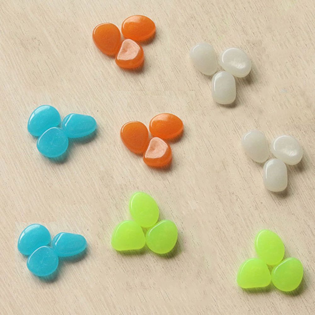 100Pcs Glow In The Dark Pebbles Stones Luminous Aquarium Garden Fish Tank Decor