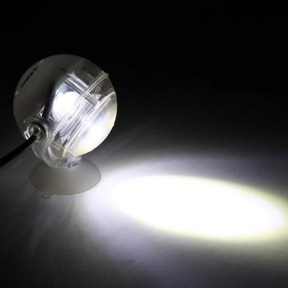 Aquarium Waterproof Spotlight Submersible Light Convex Lens Design with Suction Cup Fish Tank Decorative Light White