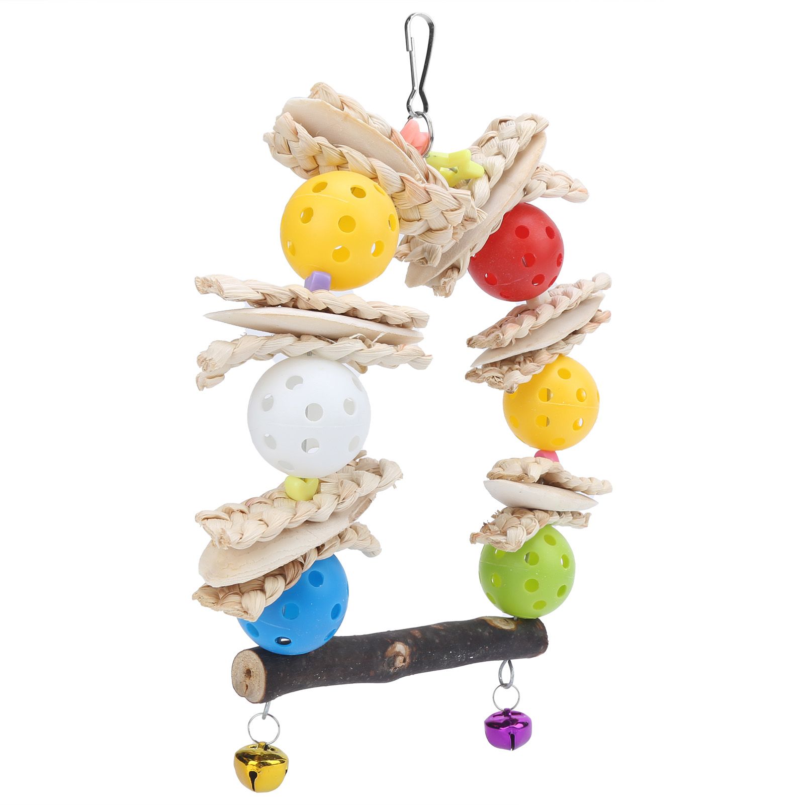 Bird Parakeet Hanging Swing Plastic Ball Pet Toy Supply