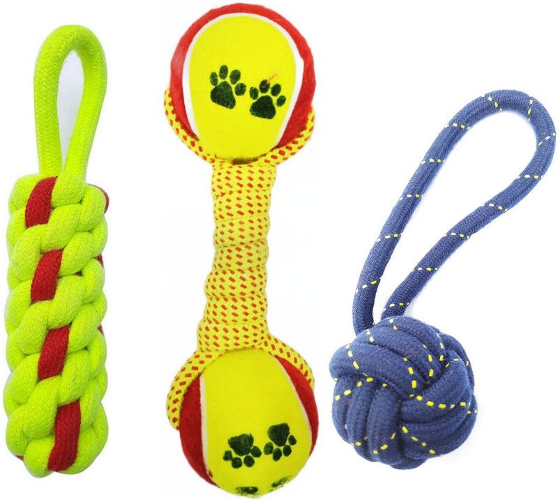 Tikora International Toy for Dog | Combo of 3 | Chew Rope toy | 100 % Natural and made up of Cotton Cotton Chew Toy For Dog