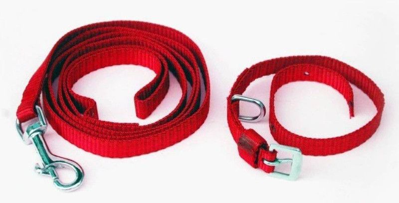 Delicacy Pet Food & Supplies DPF224 Collar & Leash color Red-1 inch (Pack of 1) Dog Collar & Leash  (Medium, Red)