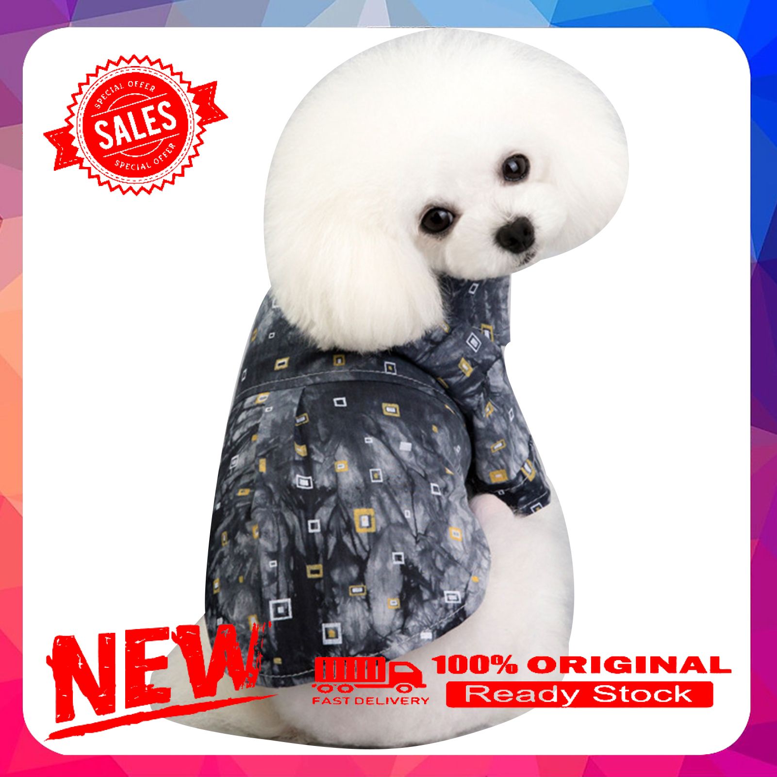 Vist Fox Spring Summer Breathable Dog Puppy Two-Legged T-shirt Square Pattern Pet Clothes