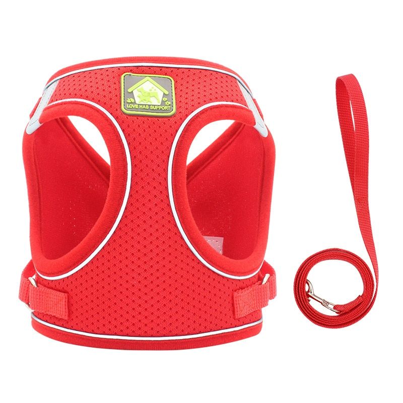 Harness Vest Adjustable Soft Reflective  Chest S No Pull Breathable Mesh s Harnesses Leash Set For Chihuahua Pug