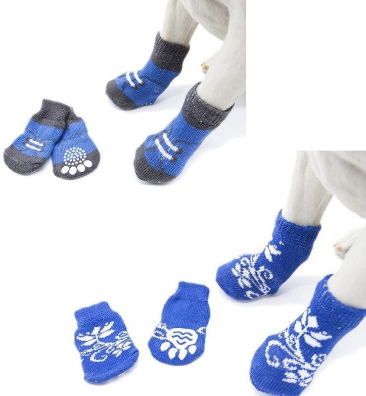 KUTKUT Socks for Dog, Cat  (Blue, White, Blue)