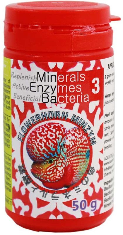 AQUATIC REMEDIES FLOWERHORN MINZYMES BACTERIA 50g 0.05 kg Dry Young Fish Food