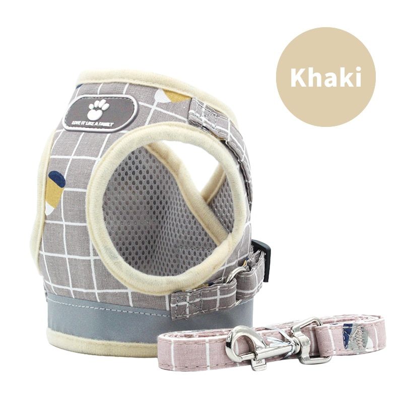 Small  Harness With Leash Set lyester Cotton Reflective No Pull Pet ng Harness Vest Collar For Puppy Medium Large