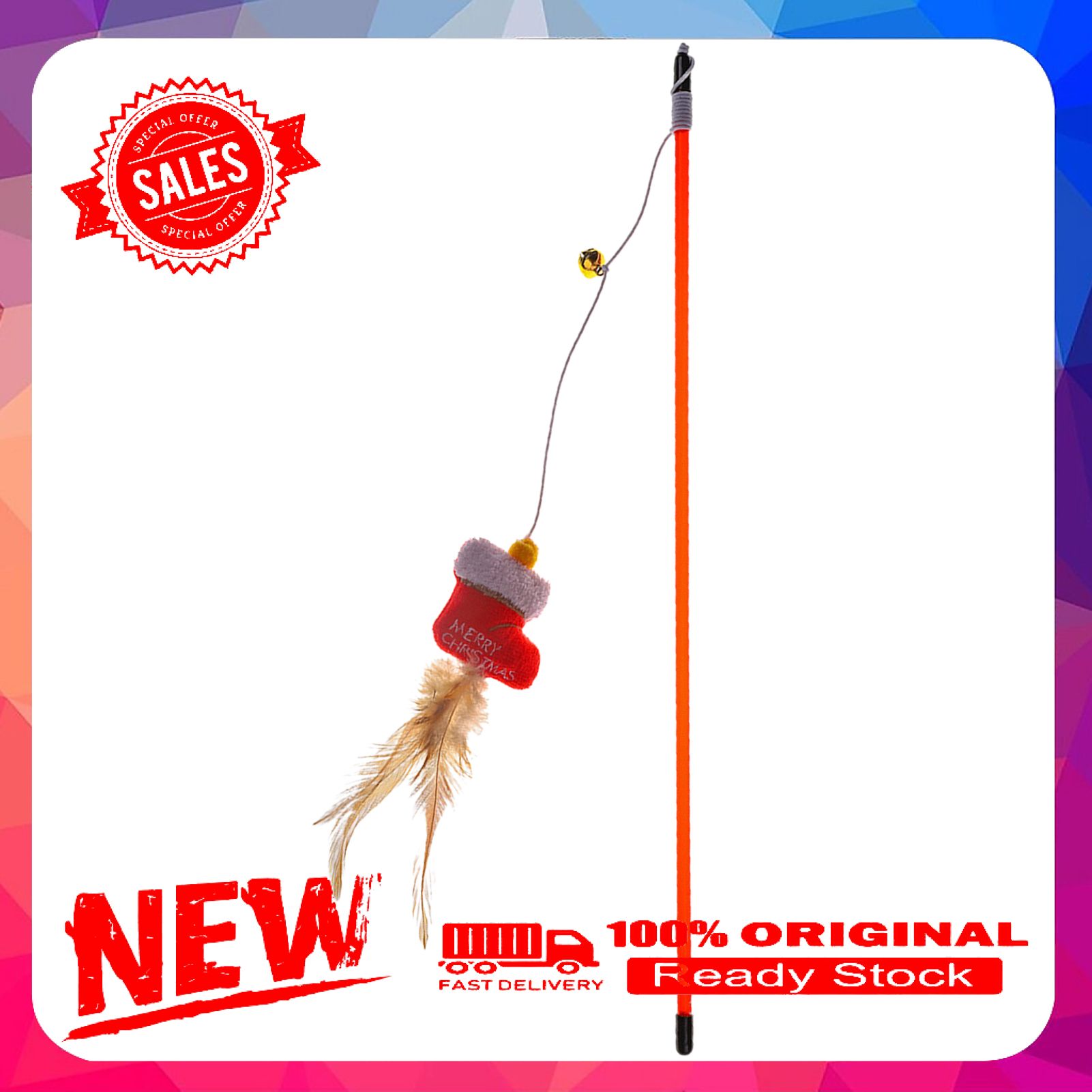 Vist Fox Feather Teaser with Belll Exercise Training Plush Funny Cat Stick Toy Kitten Toy