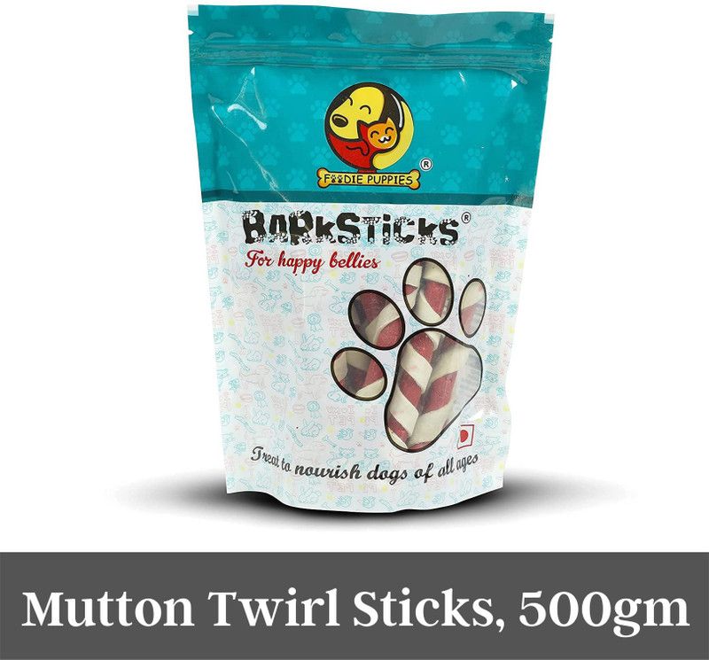 Foodie Puppies Twirl Sticks (500gm) Mutton Dog Chew  (500 g, Pack of 1)