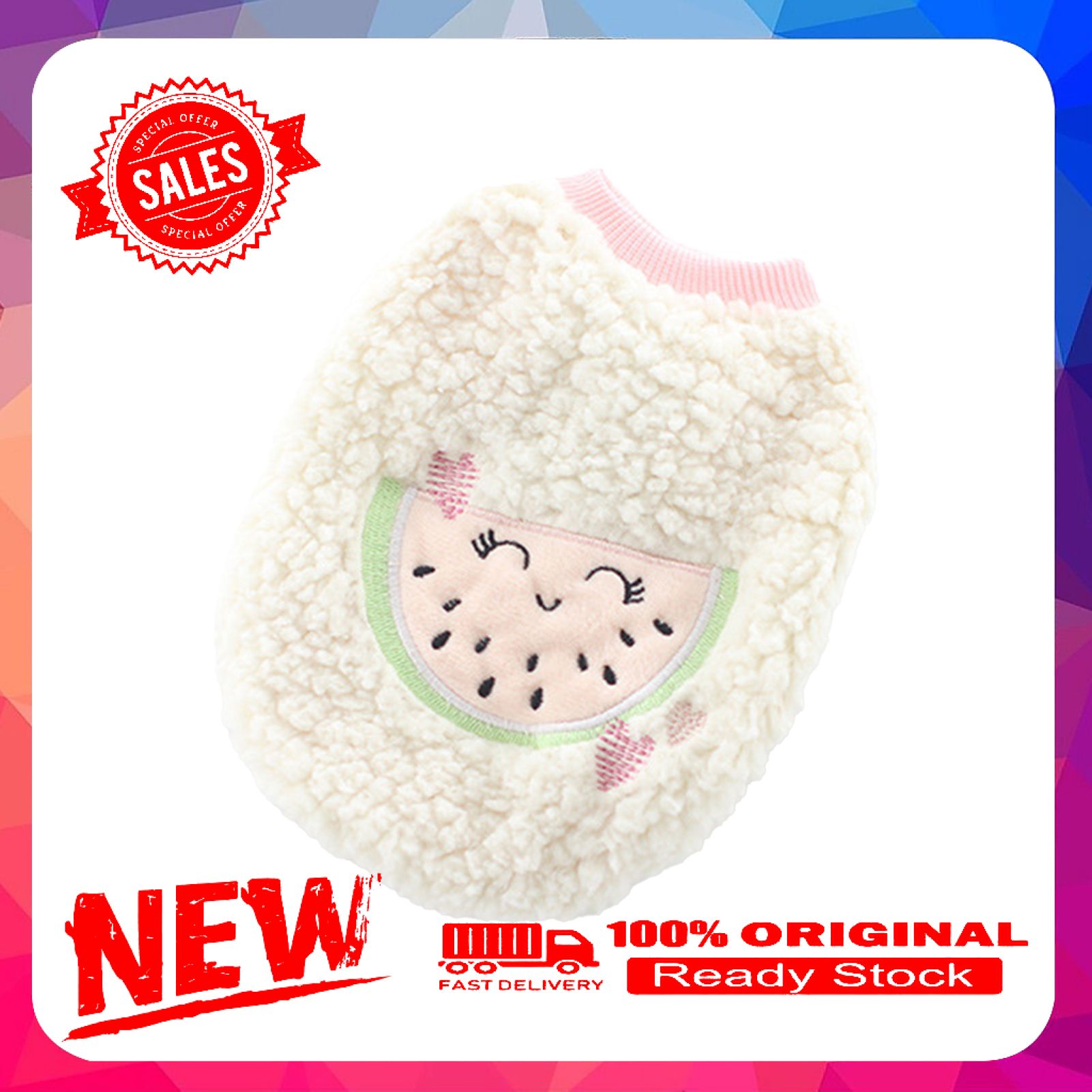 Dog Vest Watermelon Pattern Foreleg Autumn Winter Round Neck Warm Cats Bichon Pet Coat Pet Clothes