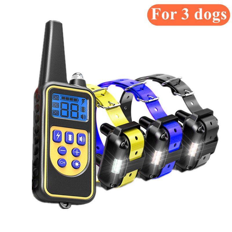 800m Pet Remote Control  Training Collar Waterproof Rechargeable  toys Bark stopper Shock Vibration Sound for 3 s40%off M