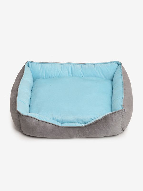 WIGGLE TWIDDLE Wiggle Twiddle Sky Blue & Grey Solid Rectangular Pet Bed S Pet Bed  (Sky Blue)