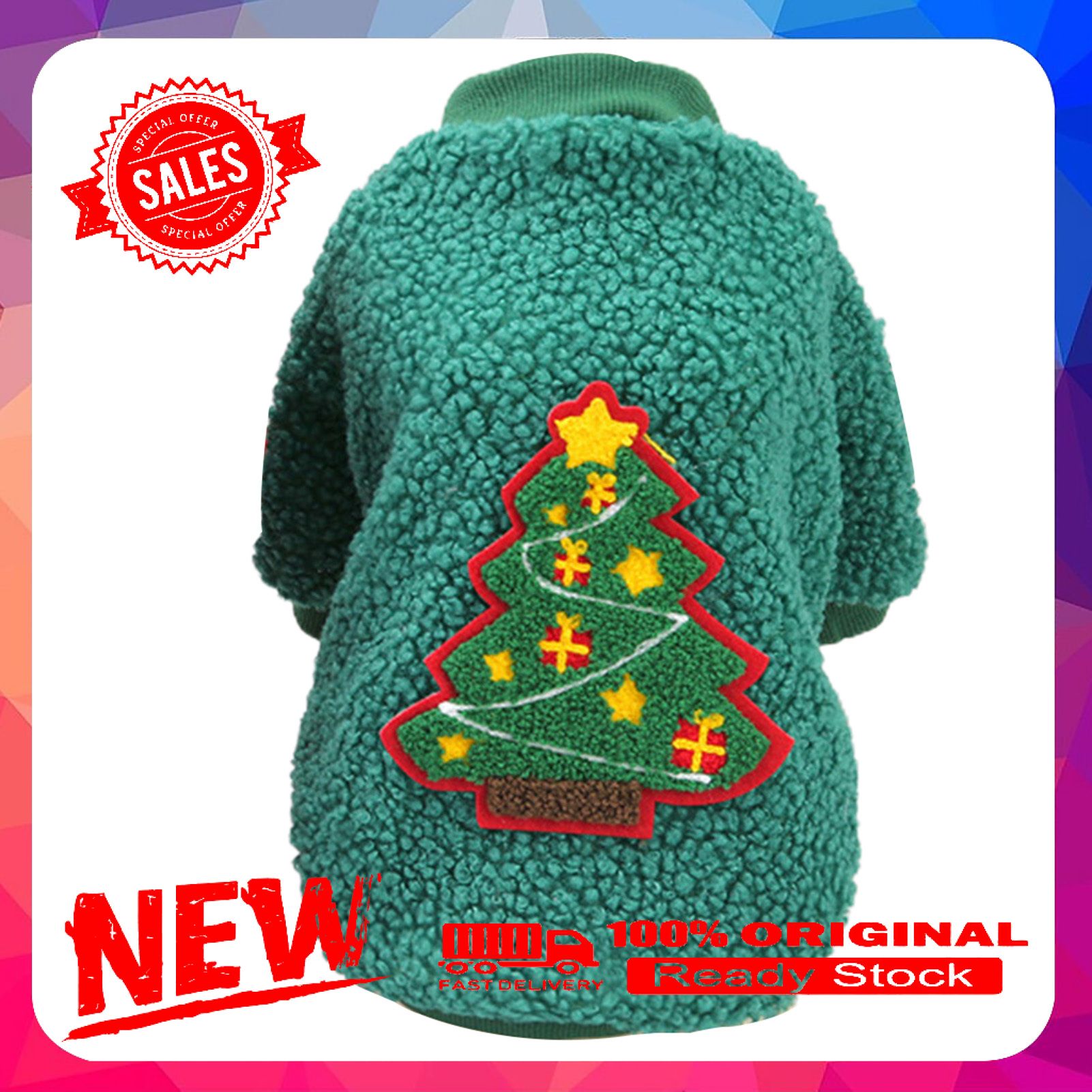 Vist Fox Dog Fleece Clothes Christmas Series Pattern Dress-up Skin-friendly Warm Pet Dogs Sweatshirt Costume for Winter