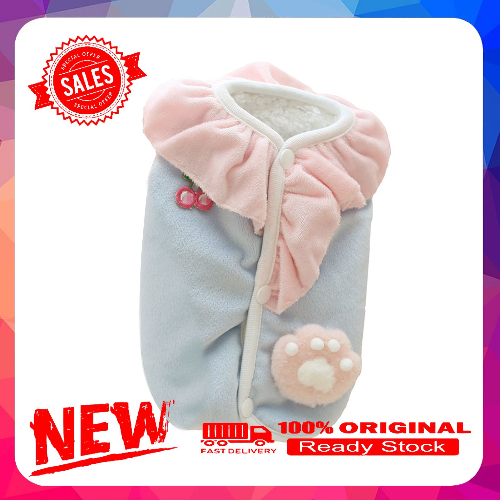 Dog Coat Warm Color Cat Paw Decor Skin-friendly Thicken Cotton Dog Jacket Pet Supplies for Autumn Winter