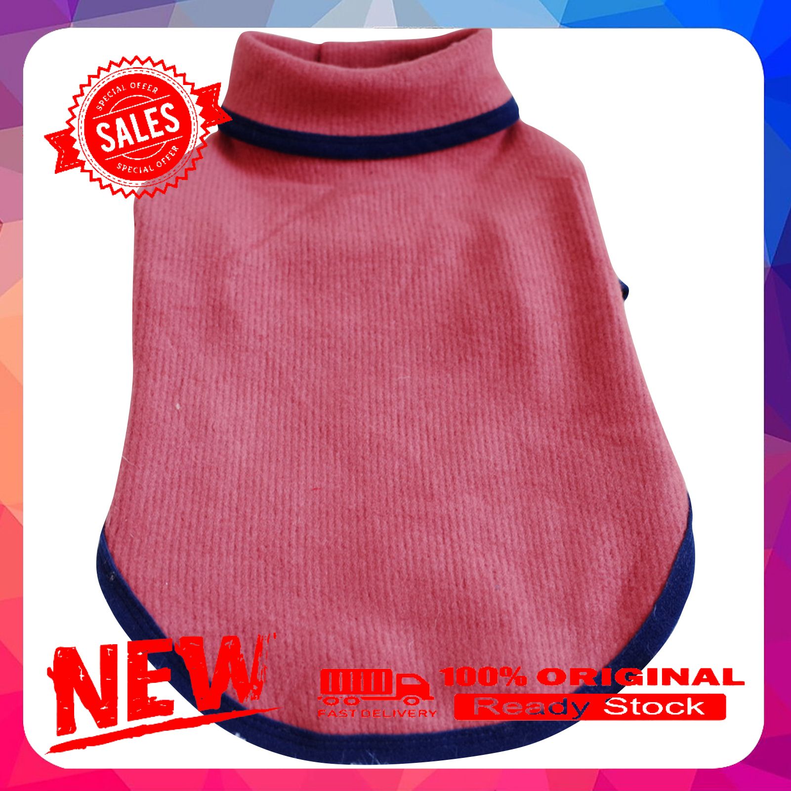 Warm Pet Pullover Sweater Easy-wearing Cotton High Collar Solid Color Dog Sweater Pet Accessory