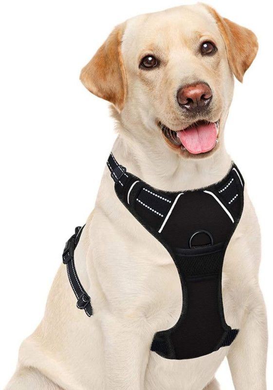 Kaals The Doggie Style Dog Harness No Pull Harness for Dogs Reflective Dog Buckle Harness  (Medium, BLACK)