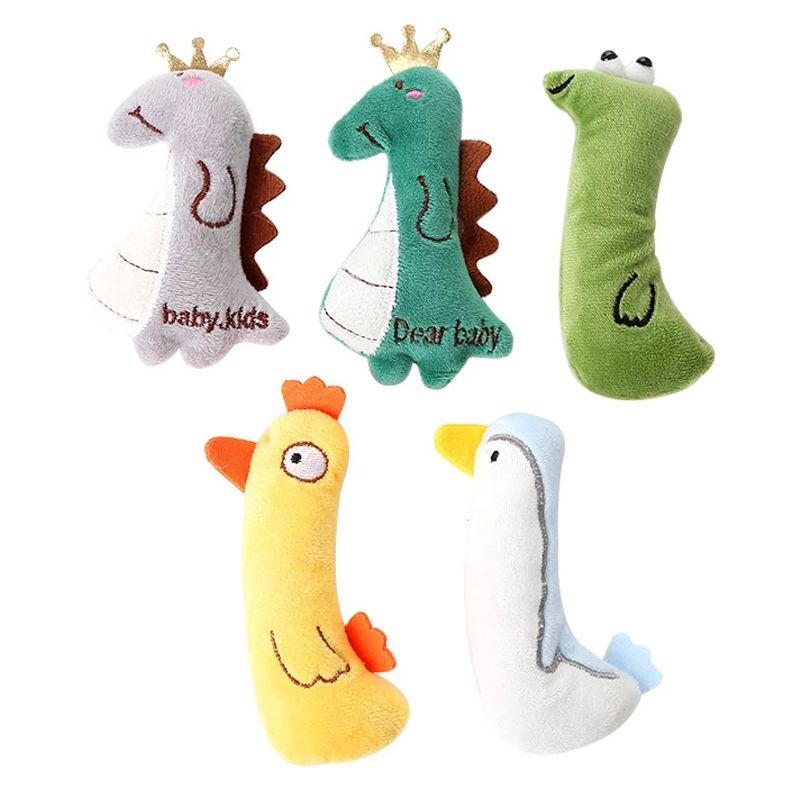 5Pcs Pet Toy Cute Cat Plush Toy Pet Animal Puppet Toy Funny Interactive Cat Mint Toys Bite-Resistant Cat Chewing Toy