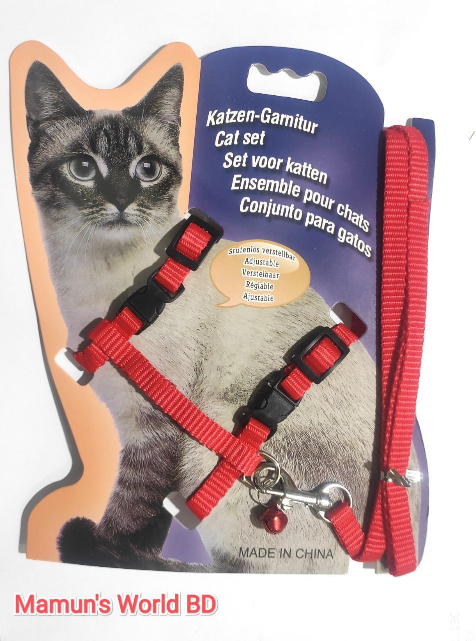 Adjustable Nylon Pet Cat Harness and Leash ~ Kitten Belt Collar with lead