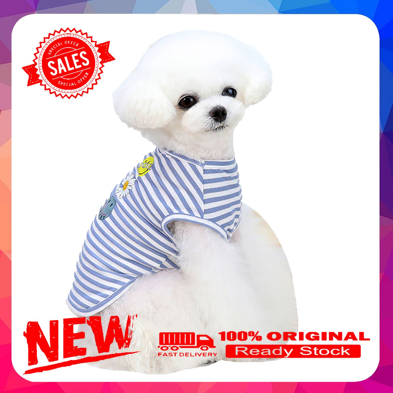 Vist Fox Cute Sun Flower Printing Dog Clothes Cotton Elastic Foreleg Teddy Vest for Spring