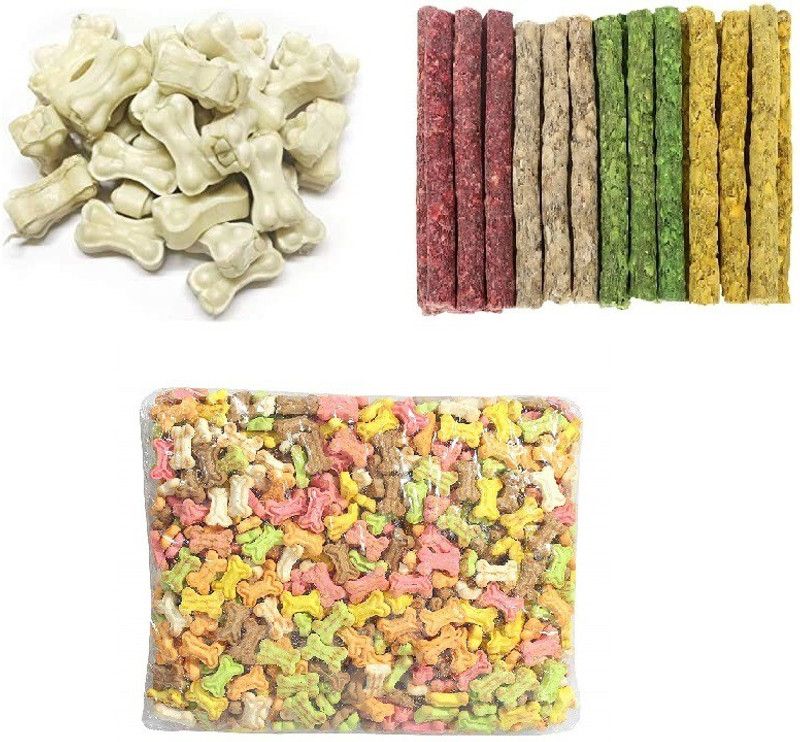 SAWAY Saway Export Quality Dog Calcium Bone 2 Inch 250 gm Munchi 150 gm Biscuit 500 gm Chicken, Chicken Dog Chew  (0.9 kg, Pack of 1)