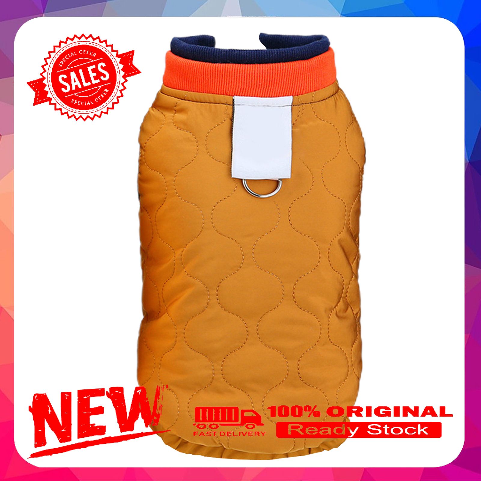 Puppy Jacket with Traction Buckle Solid Color Thickening Pet Dog Two-legged Vest Coat for Autumn