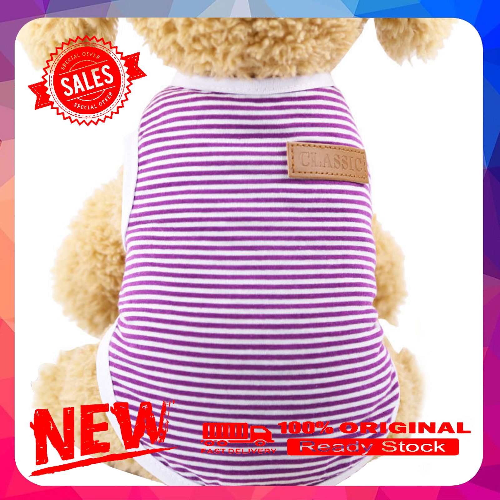 Pet Costume Stripes Pattern Dress-up Elastic Pet Dog Cats Vest Outfit for Summer