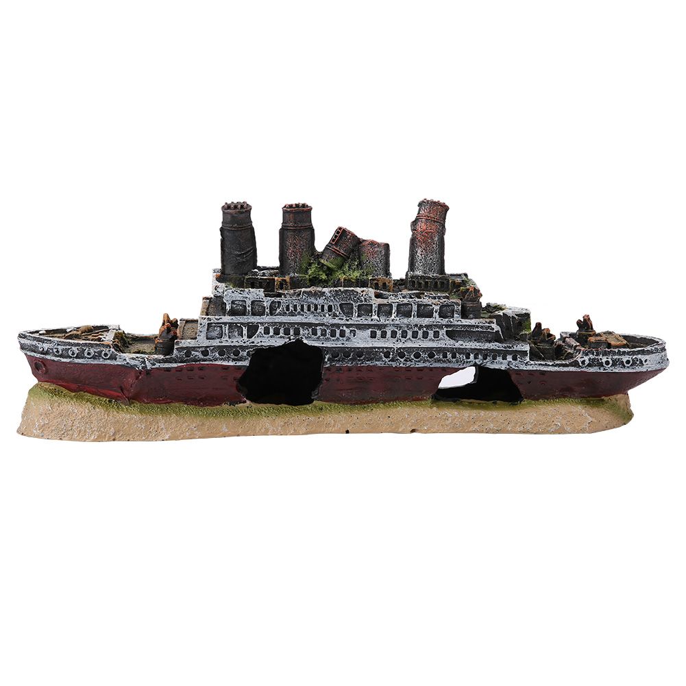 Wrecked Ship Boat Ornament 27 * 9.5 5.2cm Aquarium Decoration Accessories Fish Tank Decorations