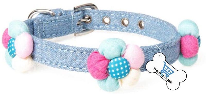 THE DDS STORE Cat Puppy Cute Flower Shaped Decorative Adjustable Collar for Cats (28- 32 cm) Cat Everyday Collar  (Small, MULTICOLOR)