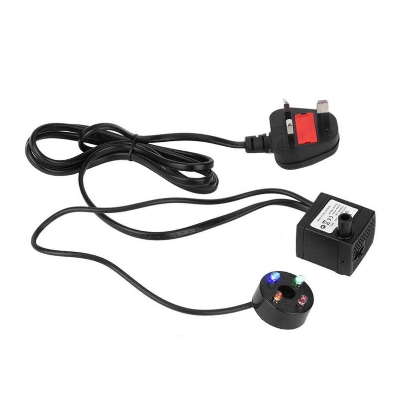 SM-016 2W Fish Tank Submersible Water Pump with 4 Colorful Lights Aquarium Filter for Rockery Landscaping