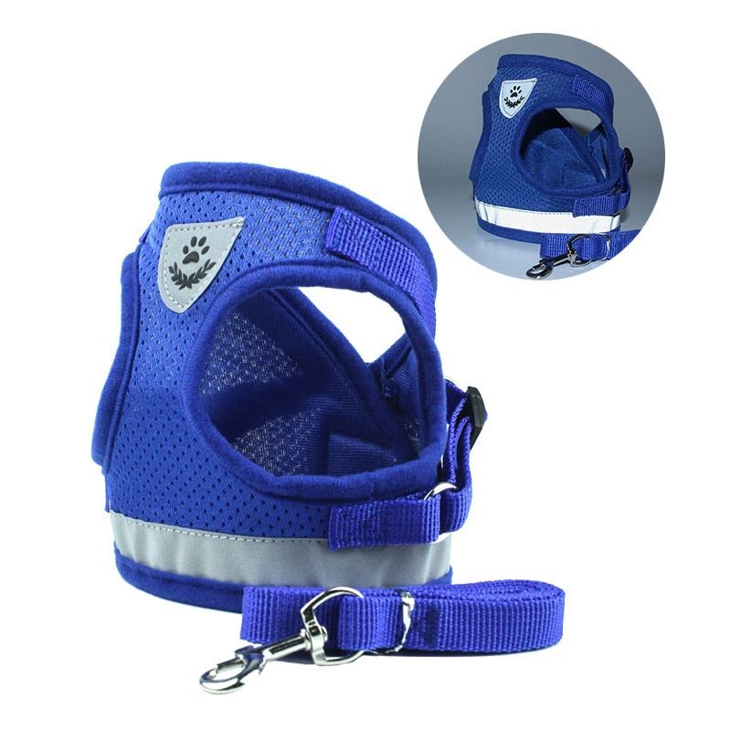 Nylon  Harness Leash Set Reflective Small Pet Puppy  Vest Harnesses Breathable Mesh Harness For Small Medium s S-XL