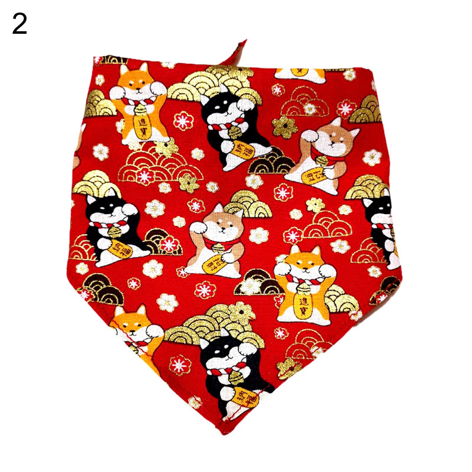Pet Neckerchief New Year Print Cat Dog Neckerchief Pet Bib Collar