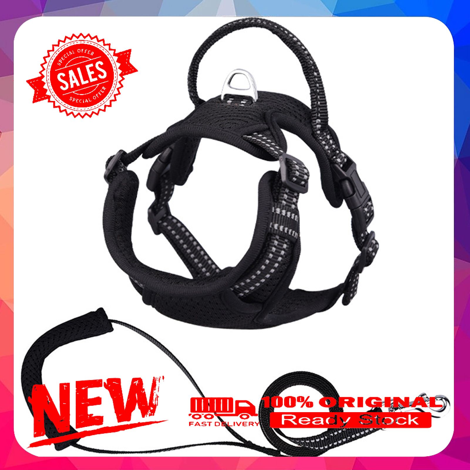 1 Set Pet Traction Leash Reflective Design Prevent Rushing Out Skin-friendly Adjustable Dog Vest Chest Strap Leash Kit Pet Supplies