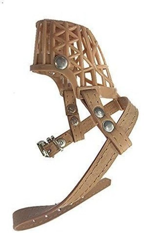 Kiki N Pooch Extra Large Strips Dog Muzzle  (Brown)