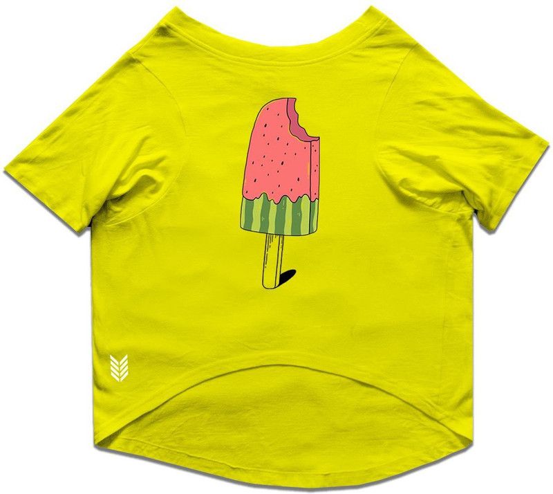 RUSE T-shirt for Dog  (Basic Crew Neck "Icicle" Printed Half Sleeves /Apparel/Clothes/T-shirt Gift for Dogs.colour-Yellow/XX-Small (Chihuahuas, Papillons))