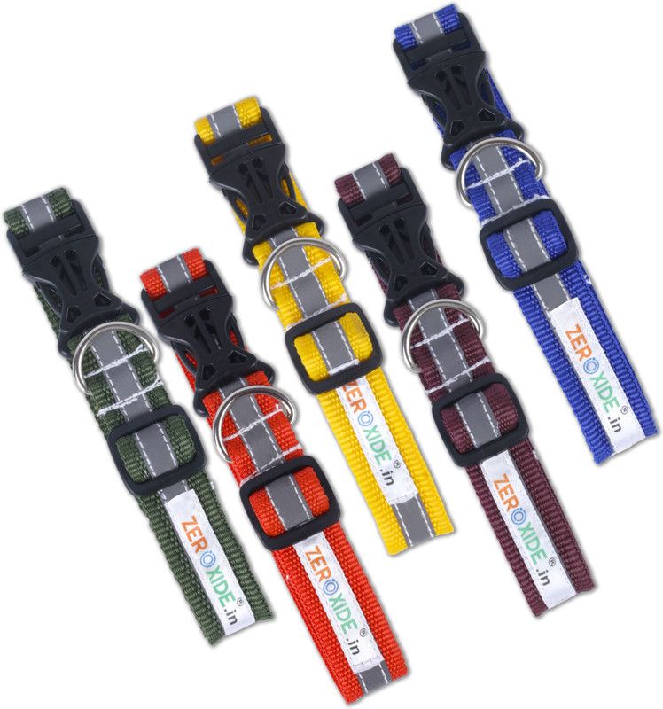 ZEROXIDE Reflective Dog Collars (RT-TK-5), Pack of 5, Multicolor - Assorted, Dog Everyday Collar  (Large, Multi Color)