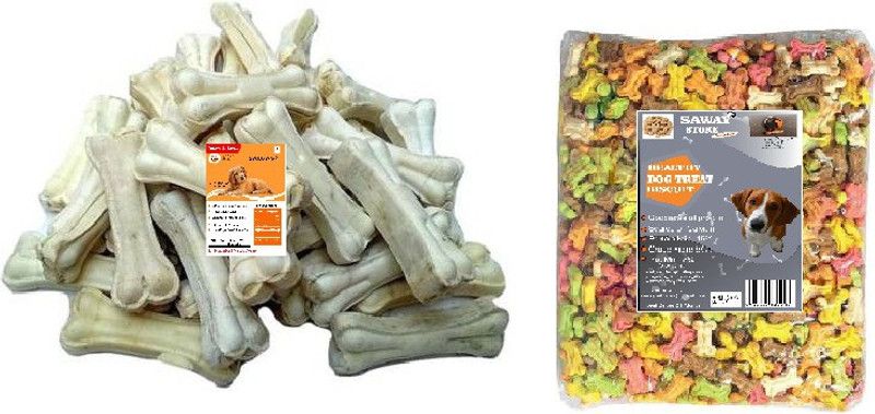 SAWAY Saway Dog Healthy Pressed Chew Bone 4 Inch 250gr,Dog Treat Mix Color Buiscuit 250Gr (Pack of 500Gr) Beef, Vegetable 0.5 kg Dry Adult, New Born, Young, Senior Dog Food